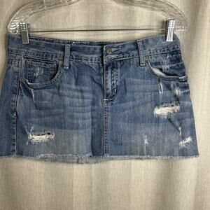 Amethyst Distressed Jean Mini Skirt Juniors 9